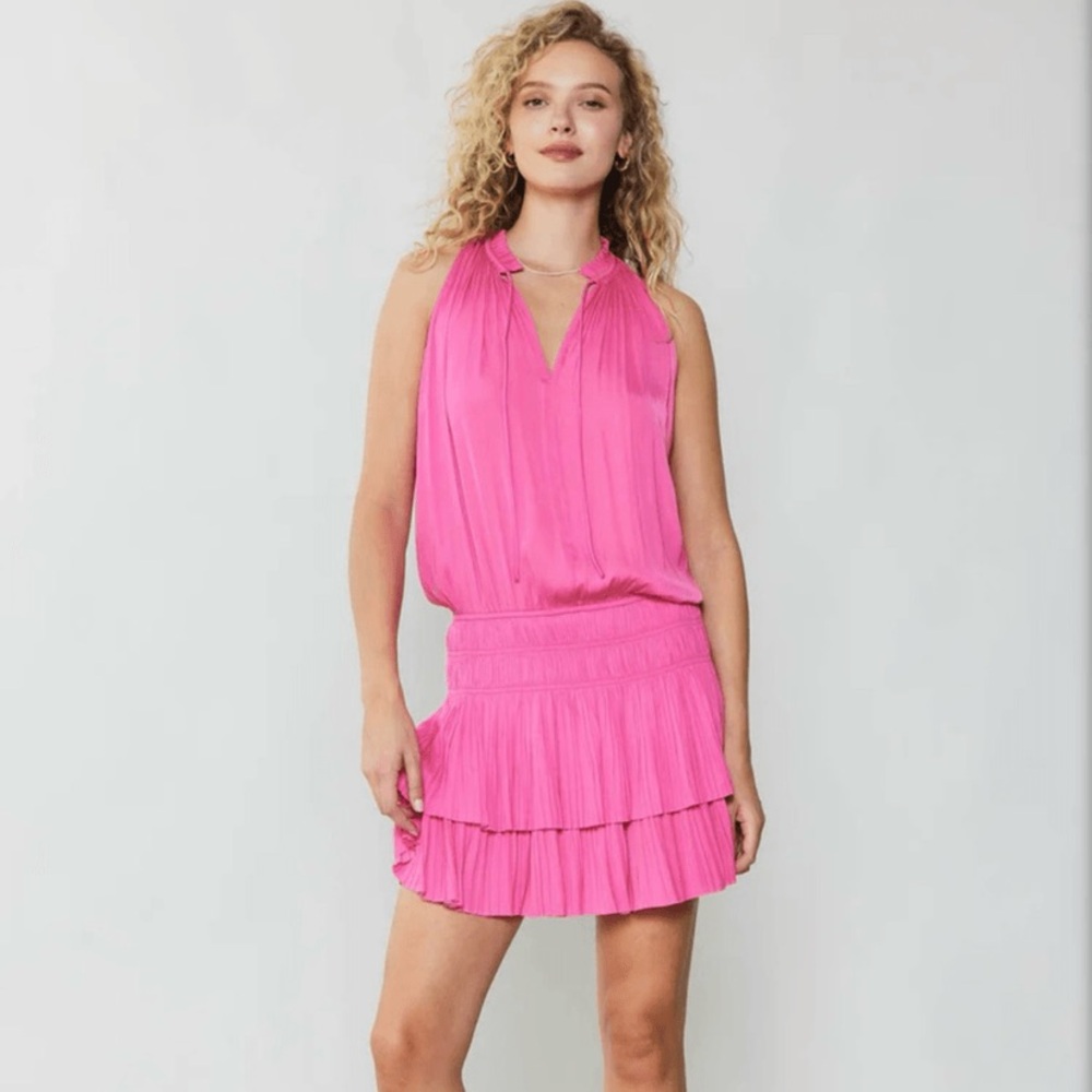 Current Air Cara Sleeveless Pink Pleated Mini Dress